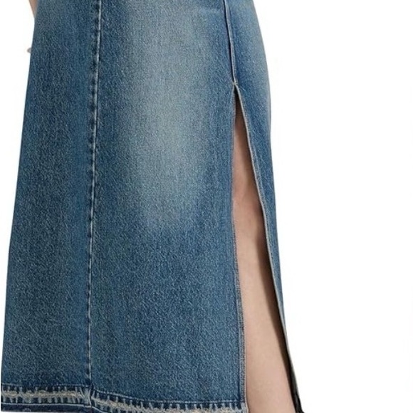 Wrangler Tall Front Slit Retro Blue Denim Long Maxi Skirt NWT - Picture 4 of 13
